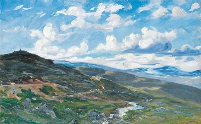 Paesaggio con due figure sul sentiero